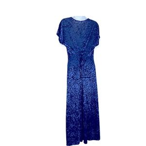Elegant navy velour brocade dress with corset back Not Lined